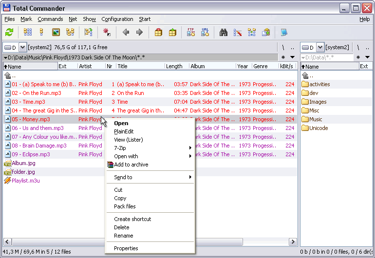 Total Commander built-in file viewer and lister