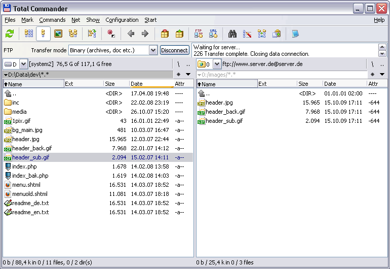 Total Commander built-in FTP client