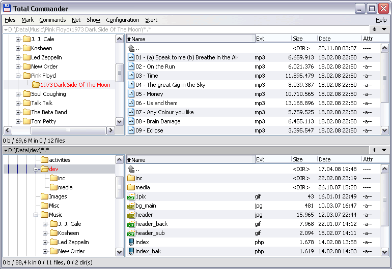 Total Commander tree view modes